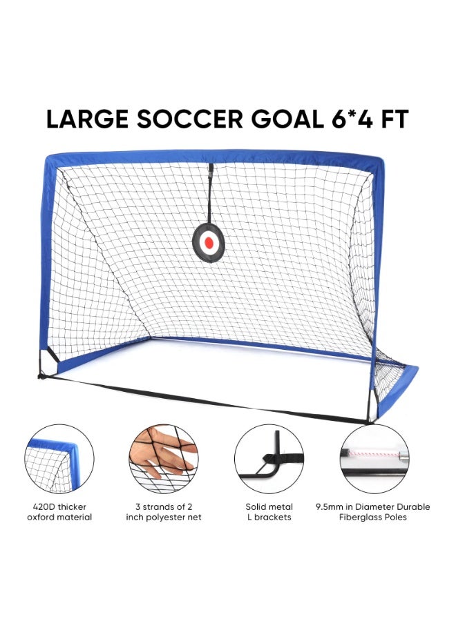XiuWoo Kids Soccer Goals for Backyard Set, 6x4 ft Portable Pop Up Soccer Goal Training Equipment with Soccer Ball, Ladder and Cones, Soccer Nets for Kids Youth Toddler Outdoor Sports Games - Image 2