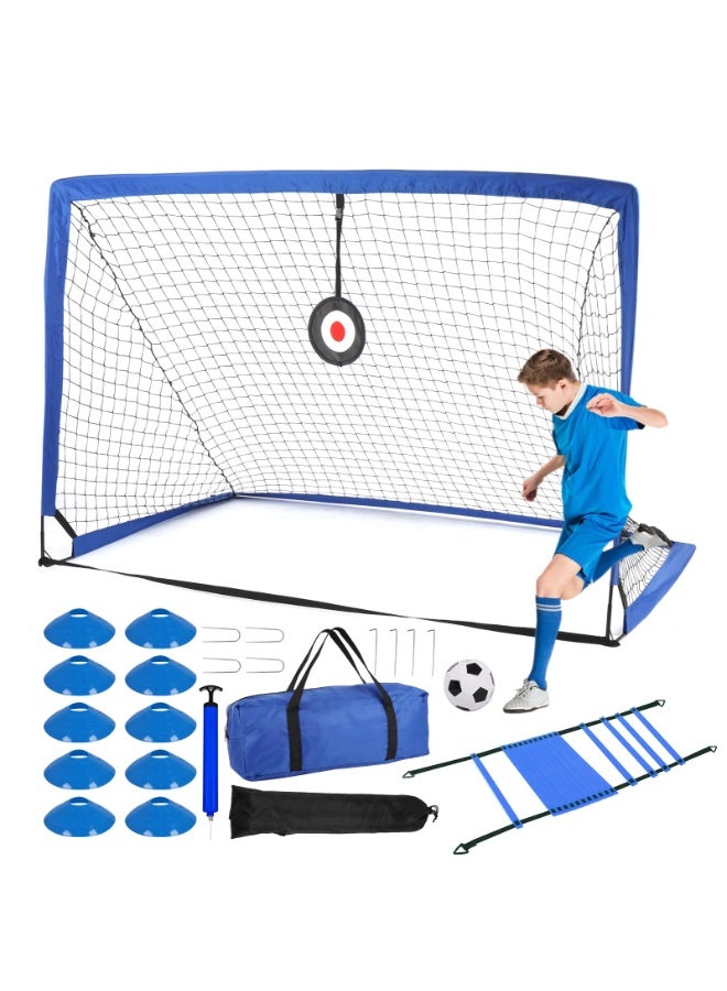 XiuWoo Kids Soccer Goals for Backyard Set, 6x4 ft Portable Pop Up Soccer Goal Training Equipment with Soccer Ball, Ladder and Cones, Soccer Nets for Kids Youth Toddler Outdoor Sports Games - Image 1