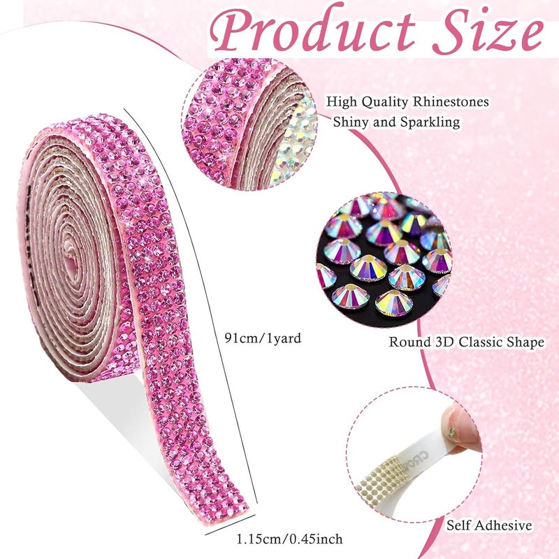CoolShef 4 Rolls Self-Adhesive Rhinestone Ribbon Tape– Glitter Resin Diamond Strips, Bling Rhinestone Stickers for DIY Art Crafts, Fabric, Wedding, Party and Home Decoration - Image 3