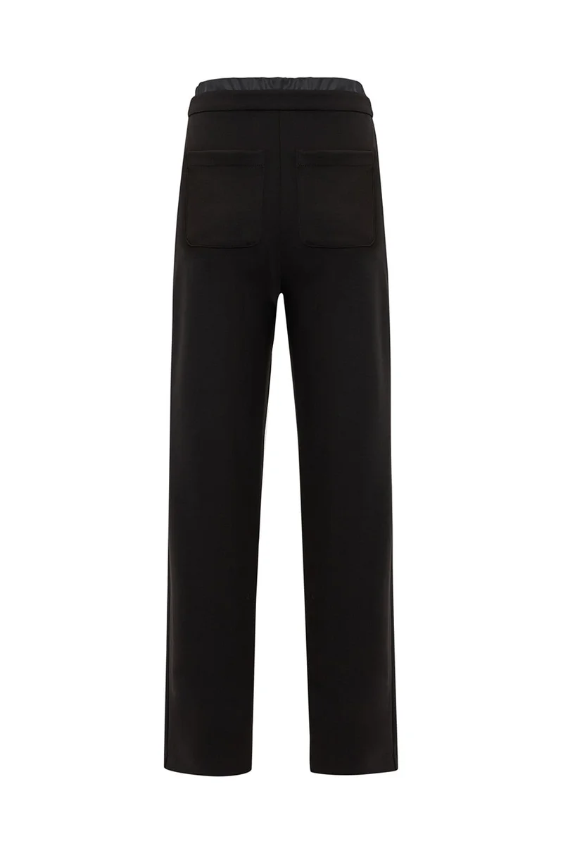 EXQUISE Elasticated Waist, Pocketed Knitted Regular Pants