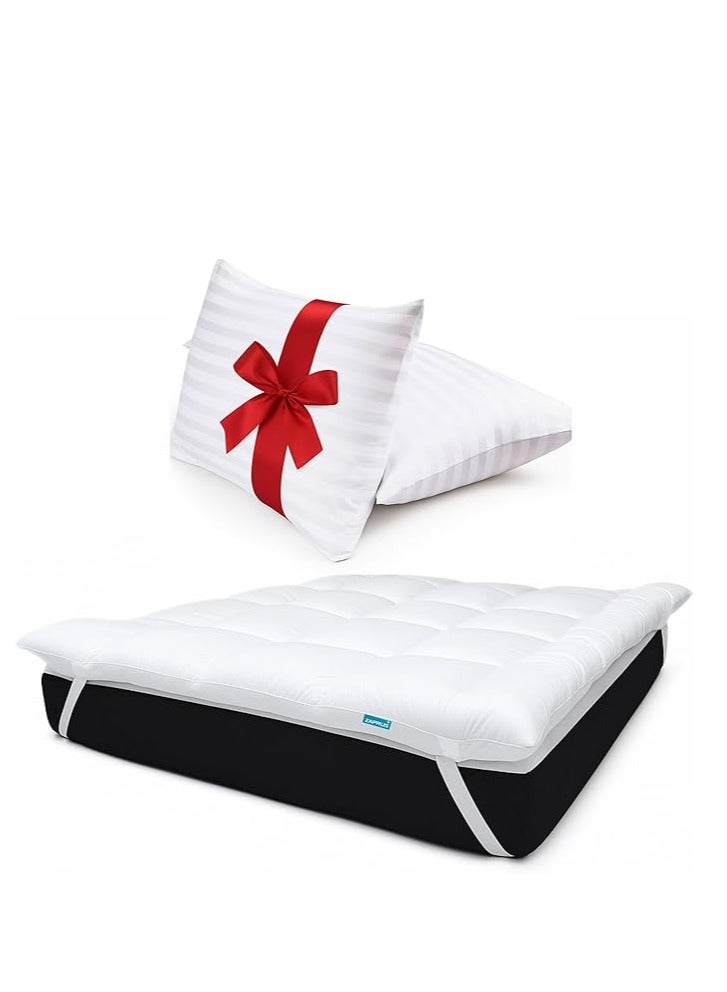House One Package | Comfort Mattress Topper 14 cm and 2 Hotel Pillows - Image 1