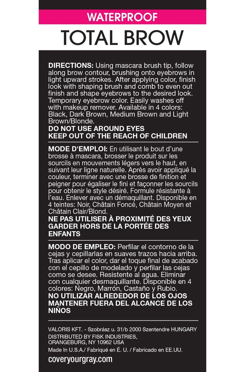 Cover Your Gray Total Brow Eyebrow Sealer and Color - Black - Image 1