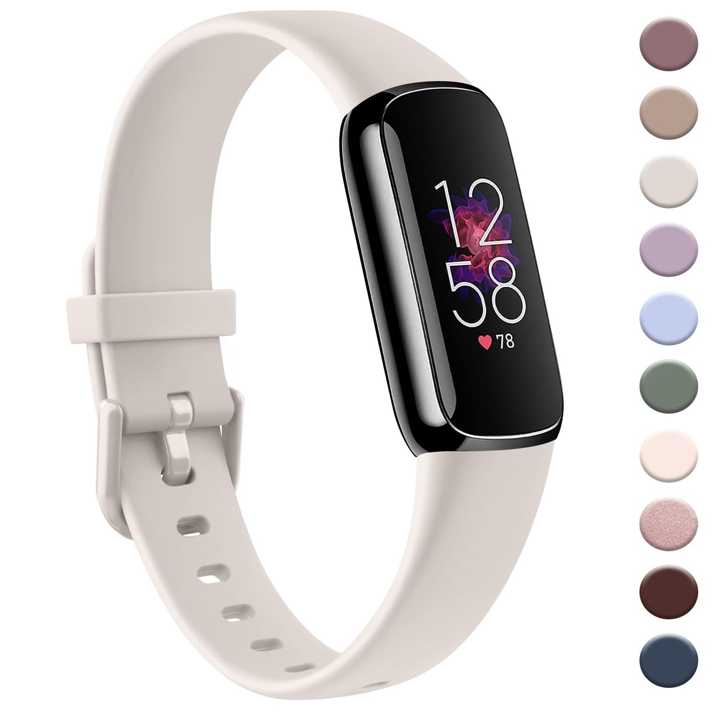 AK Sport Band Compatible with Fitbit Luxe Bands for Women Men, Soft Silicone Replacement Sport Straps Wristbands for Fitbit Luxe Fitness and Wellness Tracker (Small,Starlight)