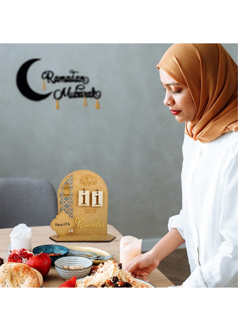 Elegant Wooden Ramadan Countdown Calendar - 30 Days to Eid, DIY Palace Decor, Eid Mubarak Craft Ornament, Stylish Ramadan Home Decoration (Lantern)