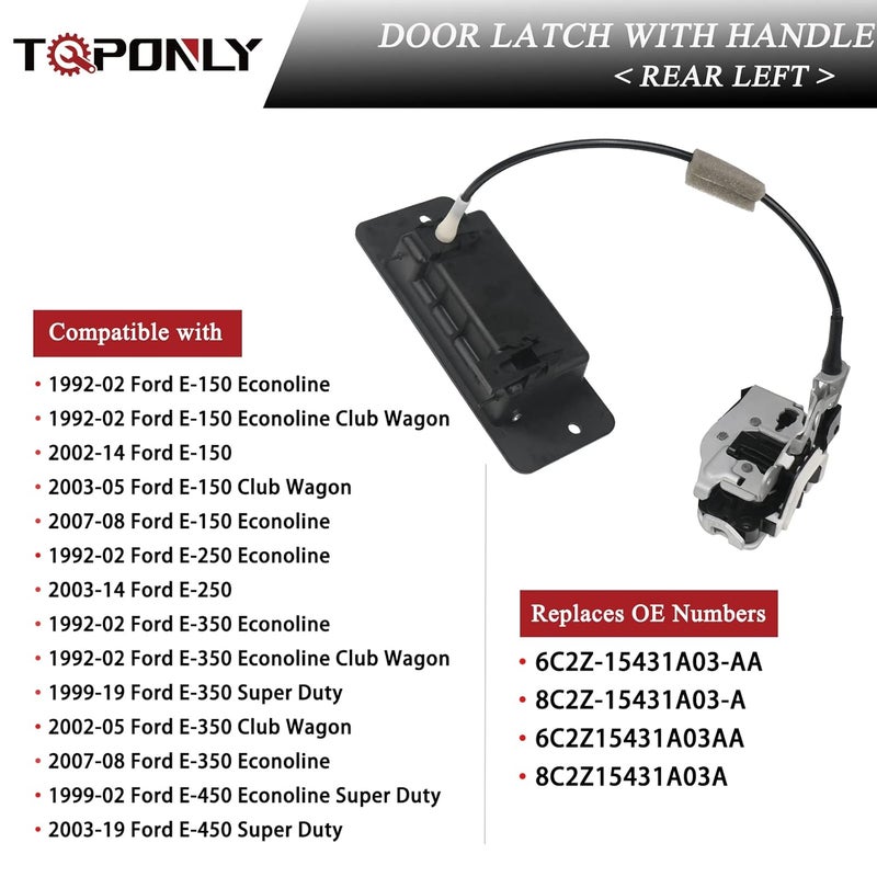 TQPONLY Rear Cargo Door Latch with Handle for Ford E-Series 1992-2019 - Image 3