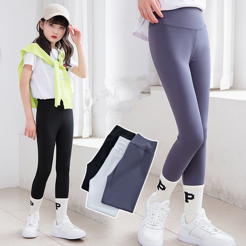 Girls' Shark Pants Thin Outer Wearing Western-Style Sports Leggings For Large Children Boneless Stretch Yoga Pants For Girls - Image 2
