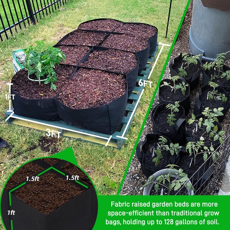 CJGQ 2 Pack Fabric Raised Garden Bed 6x3x1ft Garden Grow Bed Bags for Growing Herbs, Flowers and Vegetables 128 Gallonâ€¦ - Image 2