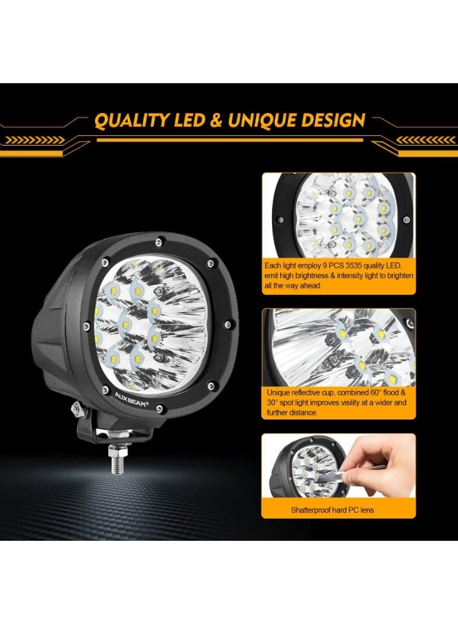 Auxbeam P4 Series | 4 Inch 90W Round LED Driving Lights White Pod Lights - Image 1