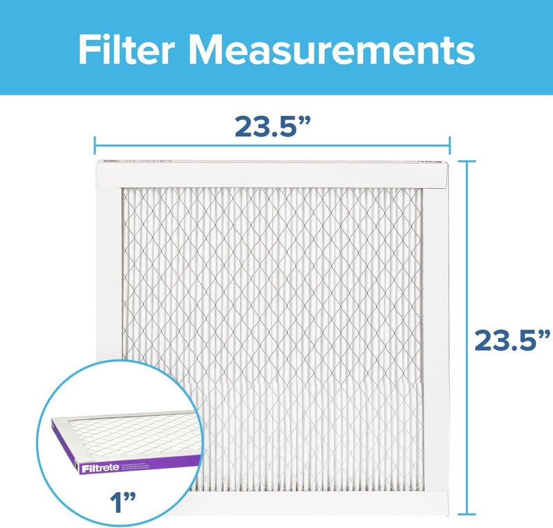 FILTRETE 23.5x23.5x1 AC Furnace Air Filter, MERV 12, MPR 1500, CERTIFIED asthma & allergy friendly, 3 Month Pleated 1-Inch Electrostatic Air Cleaning Filter, 6-Pack (Actual Size 23.22x23.22x0.78 in) - Image 2
