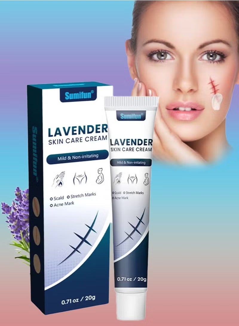 Sumifun Lavender Skin Care Cream Scar Repair Creams for Scald Burns Stretch Marks Acne Scars and Old Scars Soothing Lavender Infusion for Skin Recovery Scar and Stretch Mark Removal Cream 20g - Image 1