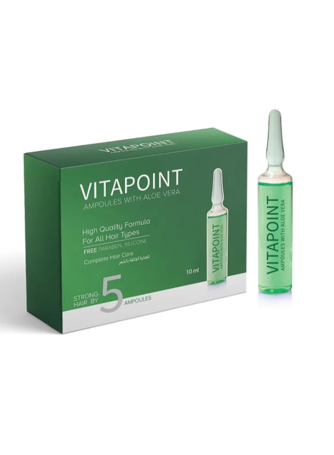 Vitapoint Hair Ampoules with Aloe Vera 5 × 10ml - Hydration Boost for Soft & Healthy Hair - Image 1
