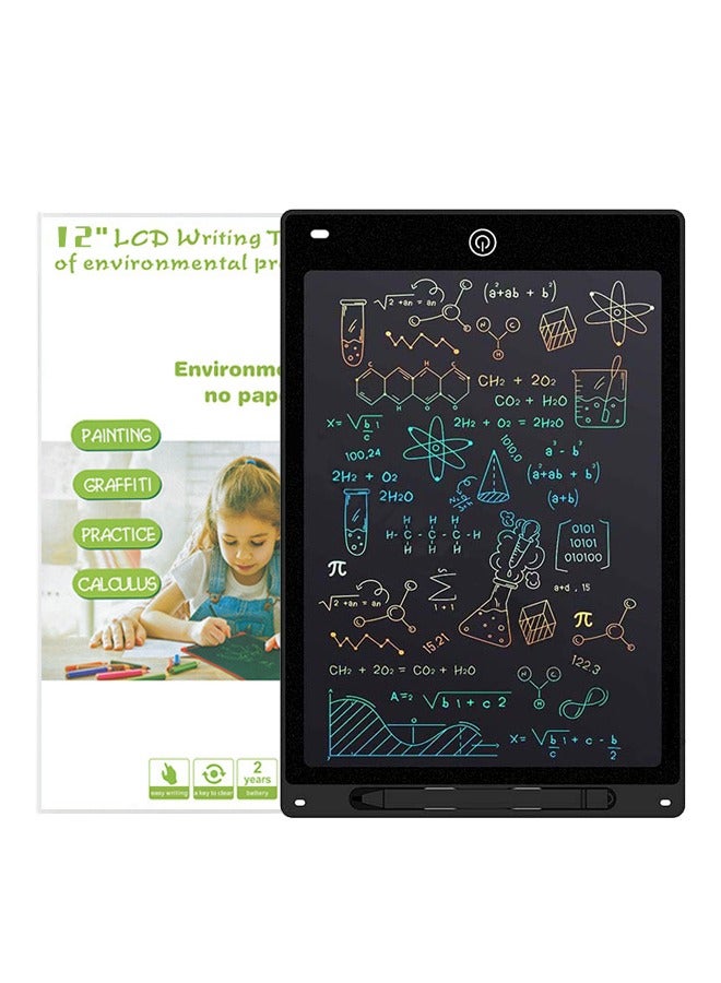 تابلت كتابة LCD محمول مقاس 12 بوصة للرسم والجرافيتي، أسود - Image 1