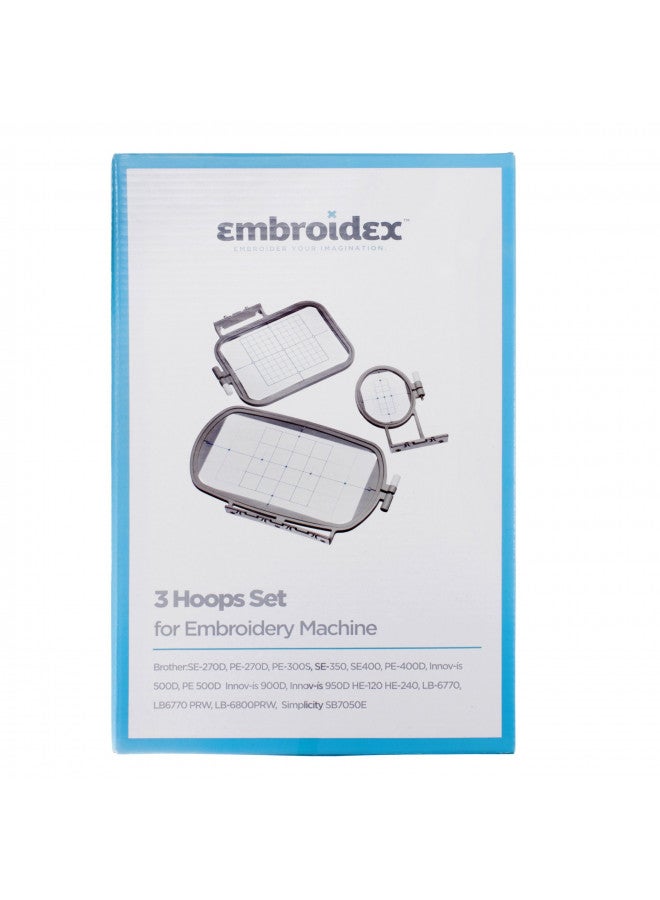 Embroidex 3 Hoops for Brother NS1850D SE600 SE270D, PE535 PE 550D HE-120, Innov-ís 900D SE350 LB6770, LB6770 PRW, Innov-ís 950D, SE400, LB6800PRW, PE500, Simplicity SB7050E, HE1, SE425, LB6800THRD Embroidery Machine  - Image 2