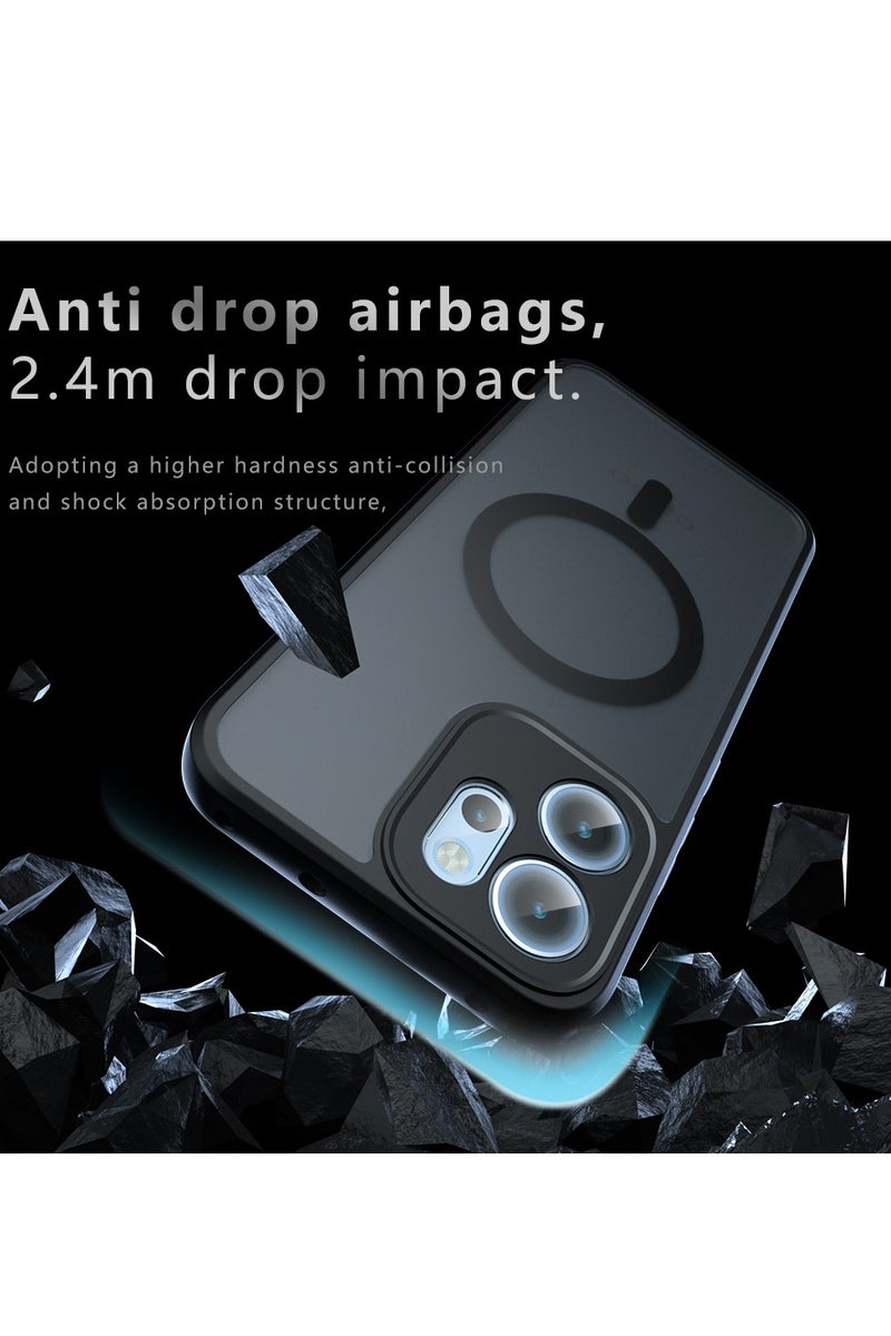 Magnetic Case for OPPO Reno14 F 5G, Frosted Translucent Back Protective Slim Phone Cover, Anti-Fingerprints, Anti-Fall Drop Protection, Shockproof Case for OPPO Reno14 F 5G (Black) - Image 2
