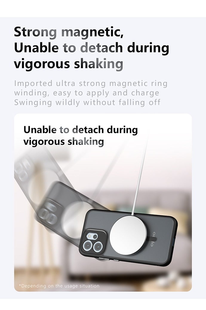 Magnetic Case for OPPO Reno14 F 5G, Frosted Translucent Back Protective Slim Phone Cover, Anti-Fingerprints, Anti-Fall Drop Protection, Shockproof Case for OPPO Reno14 F 5G (Black) - Image 4