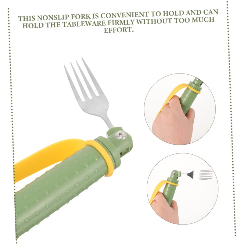 Adaptive Fork For Seniors Portable Utensil Stainless Steel Non Slip Handle Easy Feeding Tableware - Image 5