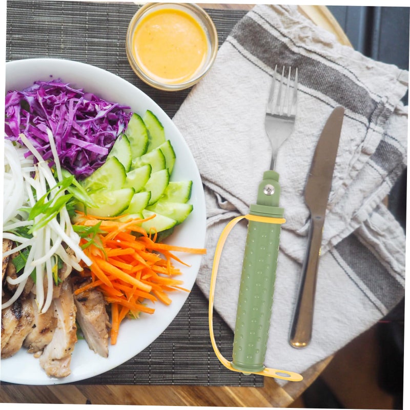Adaptive Fork For Seniors Portable Utensil Stainless Steel Non Slip Handle Easy Feeding Tableware - Image 3