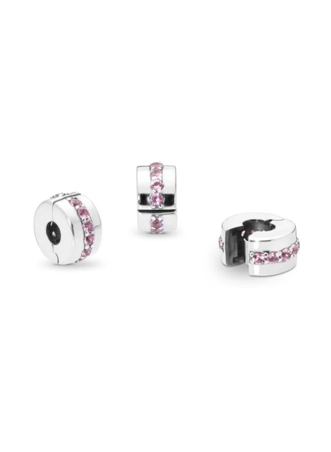 باندورا Pink Sparkling Row Clip Charm