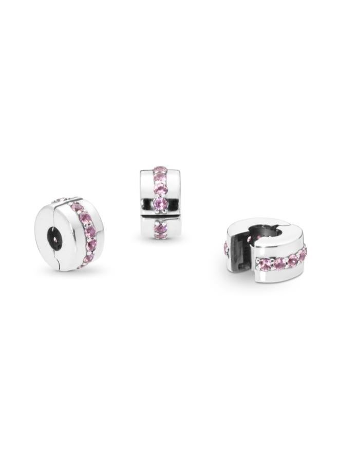PANDORA Pink Sparkling Row Clip Charm - Image 1