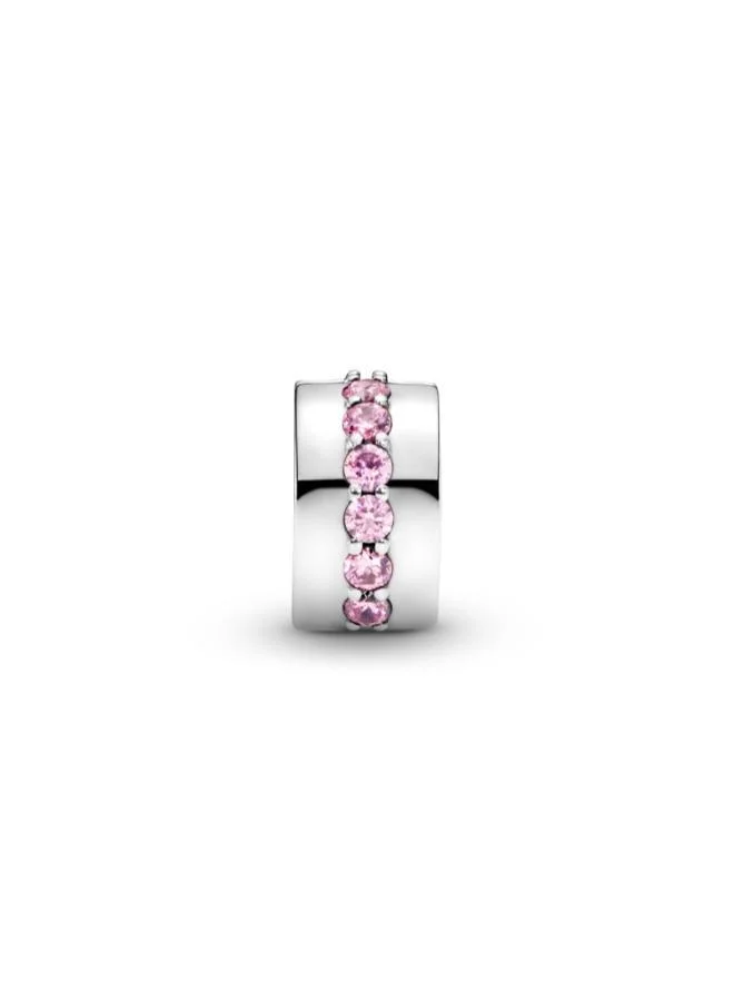 باندورا Pink Sparkling Row Clip Charm