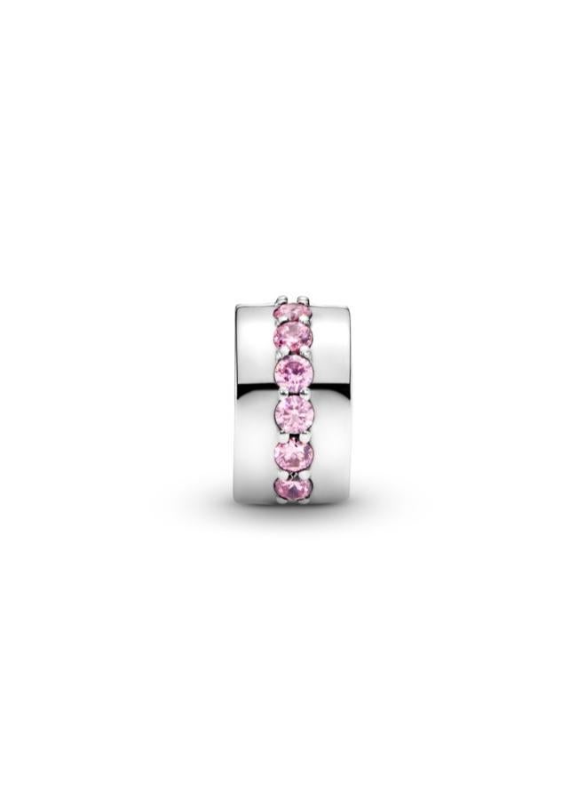 PANDORA Pink Sparkling Row Clip Charm - Image 2