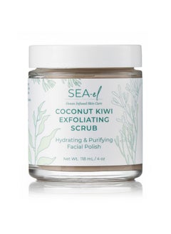 Sea-El Sea El Coconut Kiwi Exfoliating Face Scrub Hydrating Calming & Purifying Anti Aging Exfoliator Bamboo Pumice & Green Tea Detoxifying Exfoliant Facial Cleanser & Polish For Women & Men 4 Oz  - Image 1