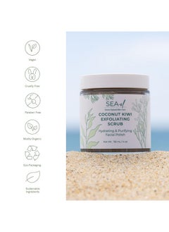 Sea-El Sea El Coconut Kiwi Exfoliating Face Scrub Hydrating Calming & Purifying Anti Aging Exfoliator Bamboo Pumice & Green Tea Detoxifying Exfoliant Facial Cleanser & Polish For Women & Men 4 Oz  - Image 3