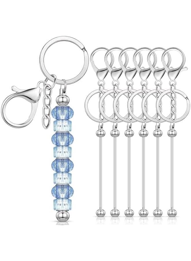 FYLX Bar Shaped Beadable Keychain Blanks for DIY Pendant Crafts Jewelry Making(6 Pcs) - Image 1