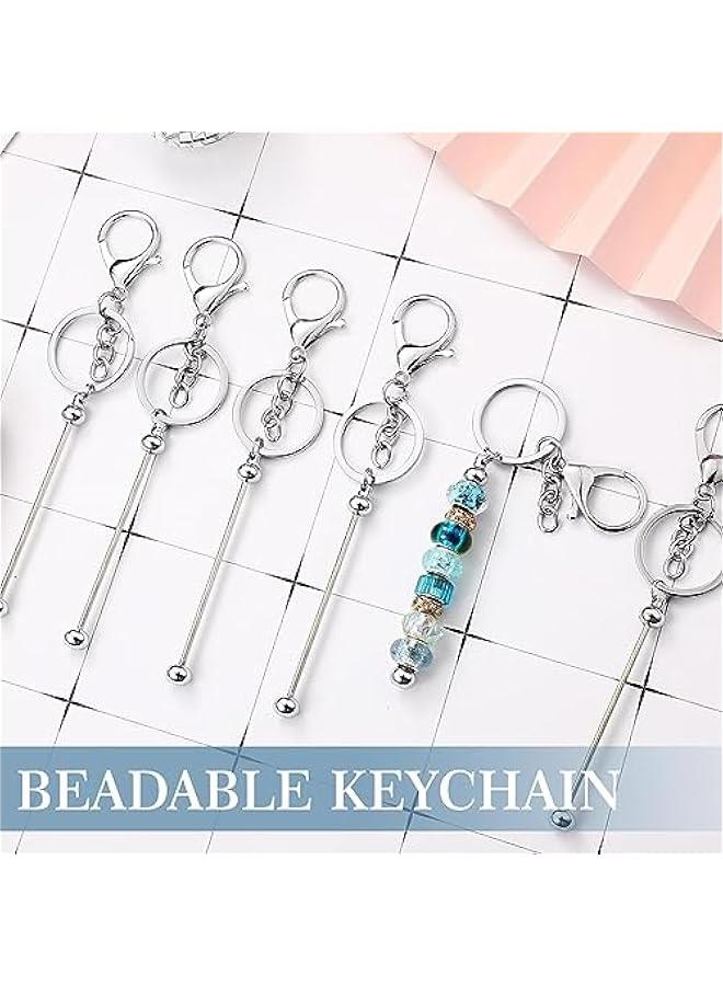 FYLX Bar Shaped Beadable Keychain Blanks for DIY Pendant Crafts Jewelry Making(6 Pcs) - Image 2