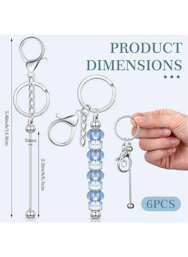FYLX Bar Shaped Beadable Keychain Blanks for DIY Pendant Crafts Jewelry Making(6 Pcs) - Image 3