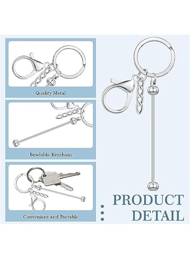 FYLX Bar Shaped Beadable Keychain Blanks for DIY Pendant Crafts Jewelry Making(6 Pcs) - Image 4