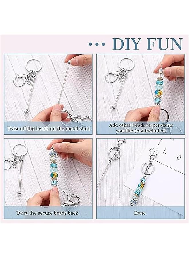 FYLX Bar Shaped Beadable Keychain Blanks for DIY Pendant Crafts Jewelry Making(6 Pcs) - Image 5