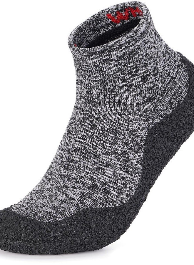 WHITIN Shoes Sock for Mens with Soles Minimalist Mesh Lightweight House Collegien Tennis Knit Yoga Size 10 Ladies with Rubber Soles Sockshoes Sneakers Grey - Image 1