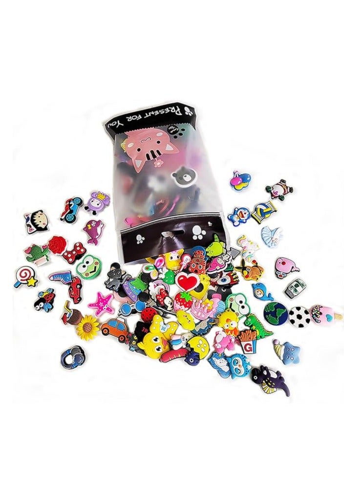 Flushrenic 50 Pcs Random Shoe Charms,Shoe Decoration Charms, for Croc Clog, Cute No-Repeat Different Charms Accessories,Shoe & Bracelet Wristband Party Gifts - Image 2