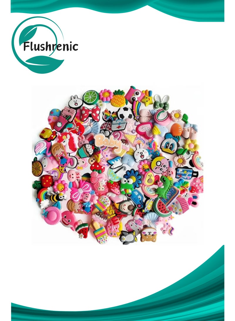 Flushrenic 50 Pcs Random Shoe Charms,Shoe Decoration Charms, for Croc Clog, Cute No-Repeat Different Charms Accessories,Shoe & Bracelet Wristband Party Gifts - Image 1
