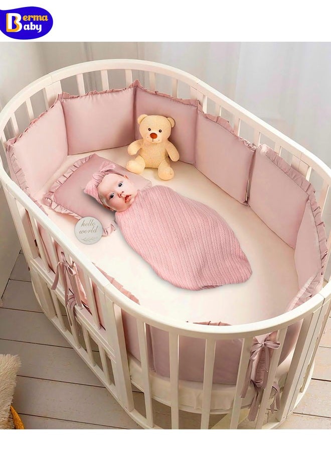Berma Baby Baby Swaddle Quilt Set Newborn Polycotton Solid Color Wheat Ear Pattern Wrap Blanket Three-piece Set  - Image 4