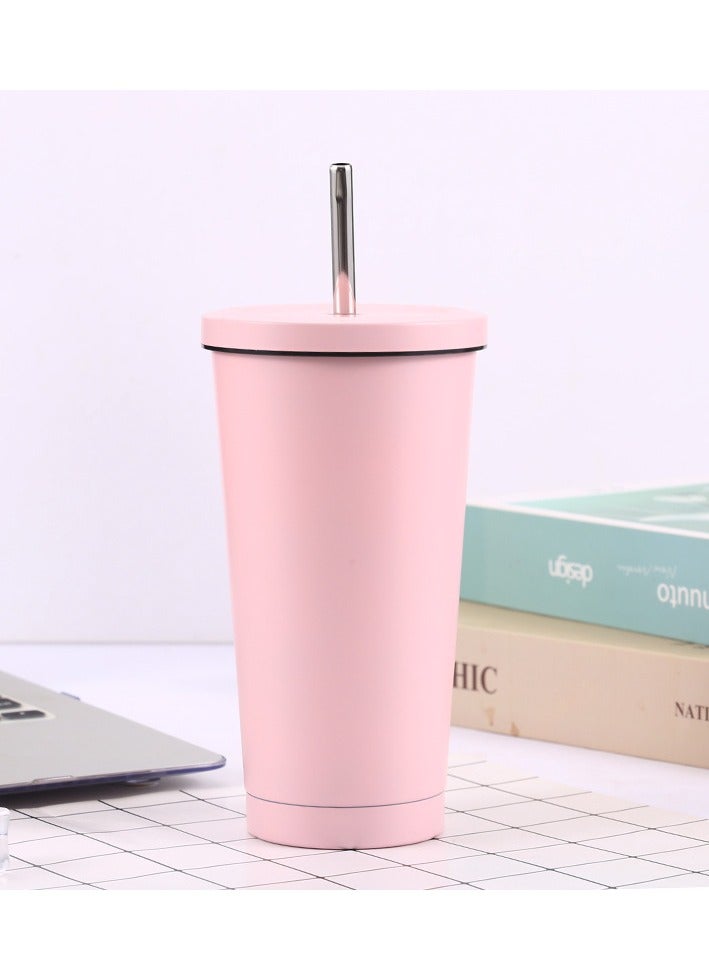 زد Portable straw thermos cup 750ml pink 