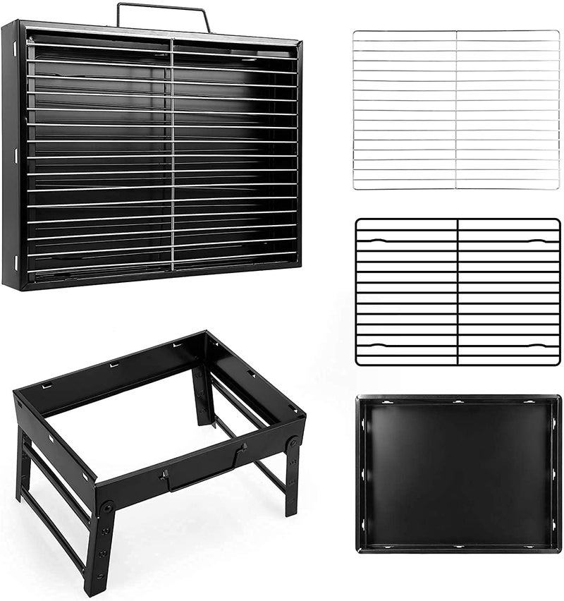 DHVAJ Folding Portable Barbecue Charcoal Grill Barbecue Desk Tabletop Outdoor Stainless Steel Smoker BBQ for Outdoor Cooking Camping Picnics Beach M1 - Image 5