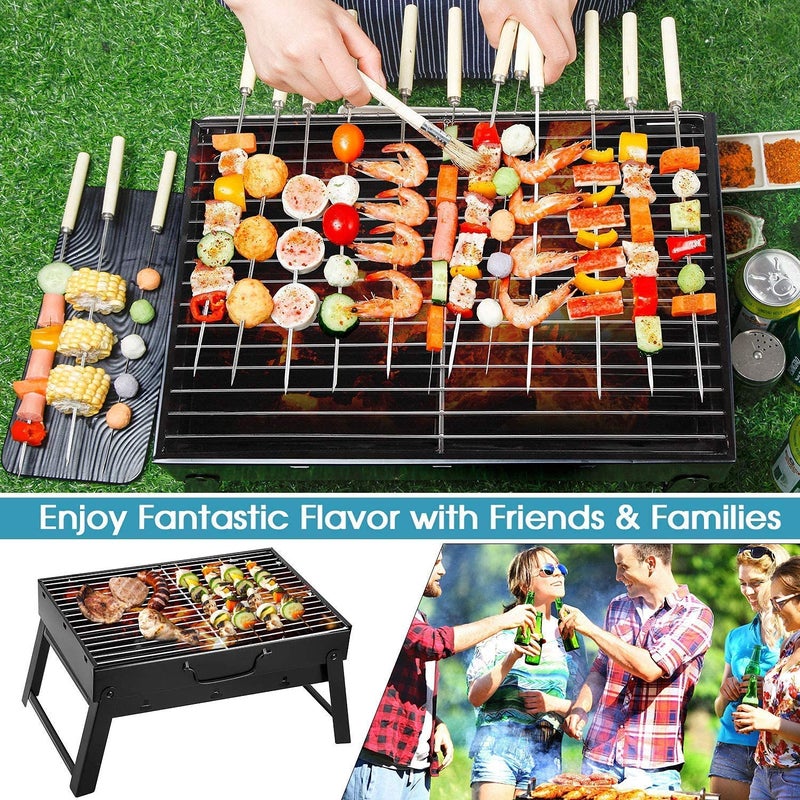 DHVAJ Folding Portable Barbecue Charcoal Grill Barbecue Desk Tabletop Outdoor Stainless Steel Smoker BBQ for Outdoor Cooking Camping Picnics Beach M1 - Image 2