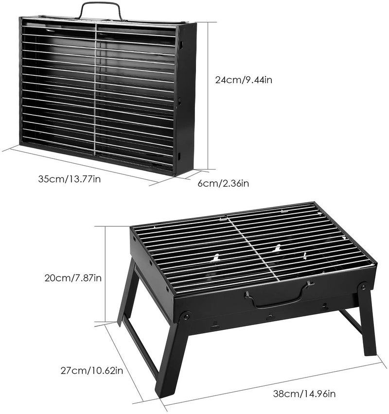 DHVAJ Folding Portable Barbecue Charcoal Grill Barbecue Desk Tabletop Outdoor Stainless Steel Smoker BBQ for Outdoor Cooking Camping Picnics Beach M1 - Image 4