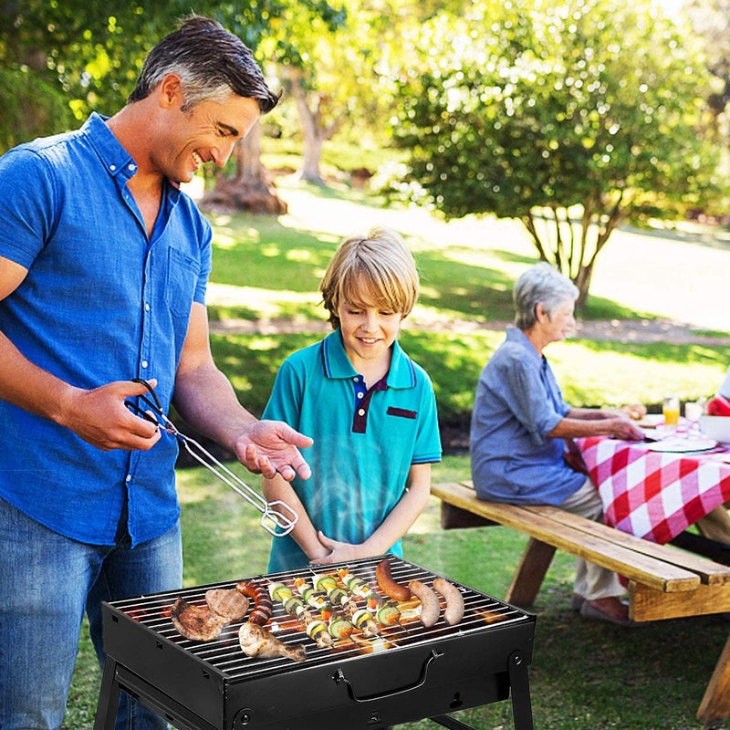DHVAJ Folding Portable Barbecue Charcoal Grill Barbecue Desk Tabletop Outdoor Stainless Steel Smoker BBQ for Outdoor Cooking Camping Picnics Beach M1 - Image 3