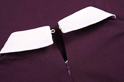 Aphratti Women's Long Sleeve Fall Dresses 2025 Casual Peter Pan Collar A Line Fit and Flare Skater Goth Dress Purple Small - Image 5