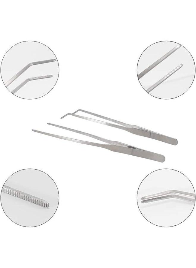 Generic 2 Pcs Feeding Tongs，Stainless Steel Long Tweezers Forceps Straight and Curved Tweezers Set，for Aquarium Reptile, Plant, Snakes, Lizards  - Image 4