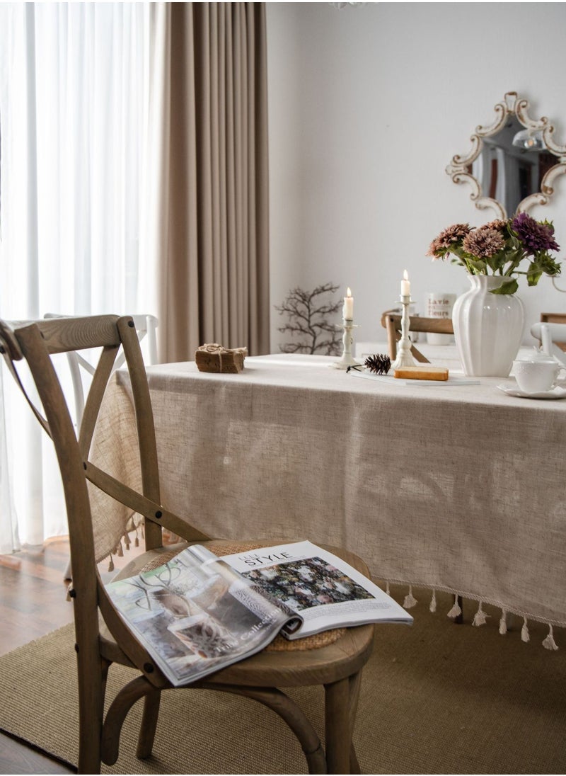 Oasis Casa Square Beige Tablecloth Table Cover for Coffee Table, Classic Cotton Linen Table Cloth for Coffee Table / Dining Table, Decorative Linen for Kitchen/Cafe/Wedding/Picnic/Party/Birthday (140 cm*140 cm / 55 in*55 in)  - Image 4