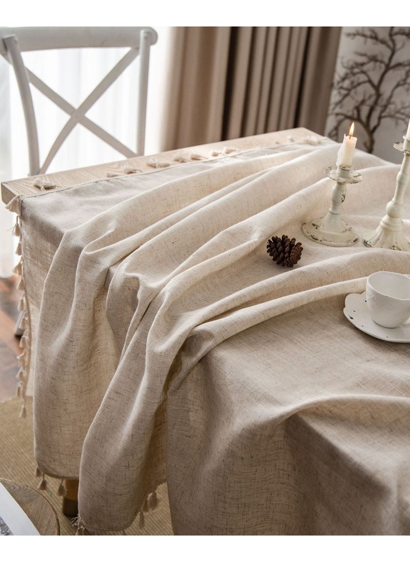 Oasis Casa Square Beige Tablecloth Table Cover for Coffee Table, Classic Cotton Linen Table Cloth for Coffee Table / Dining Table, Decorative Linen for Kitchen/Cafe/Wedding/Picnic/Party/Birthday (140 cm*140 cm / 55 in*55 in)  - Image 5