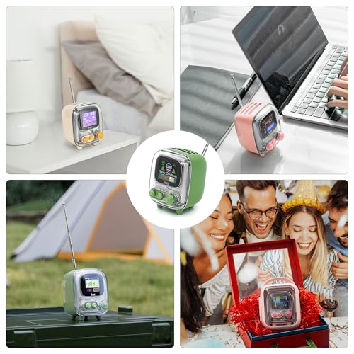 Divoom Tiivoo-2 Portable Bluetooth Speaker with FM Radio,Pixel Art Retro Mini Small Cute Wireless Speaker,Vintage Decor Suitable for Party Office Desk Home Bedroom Kitchen,Gifts for Women Men,Green - Image 2