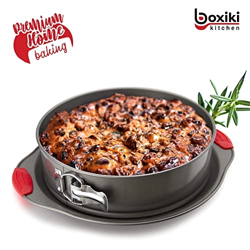 Boxiki Kitchen 10 Inch Nonstick Springform Pan, Professional Spring Form and Cheesecake Baking Mold, Leakproof Cake Pan with Silicone Handles - Image 5