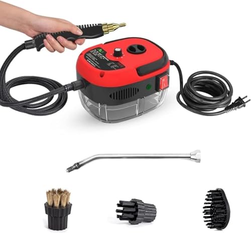 Irishom 2500W Handheld Steam Cleaner High Temperature Pressurized Steam Cleaning Machine Portable Car Steamer with Brush Heads (Red) - Image 1