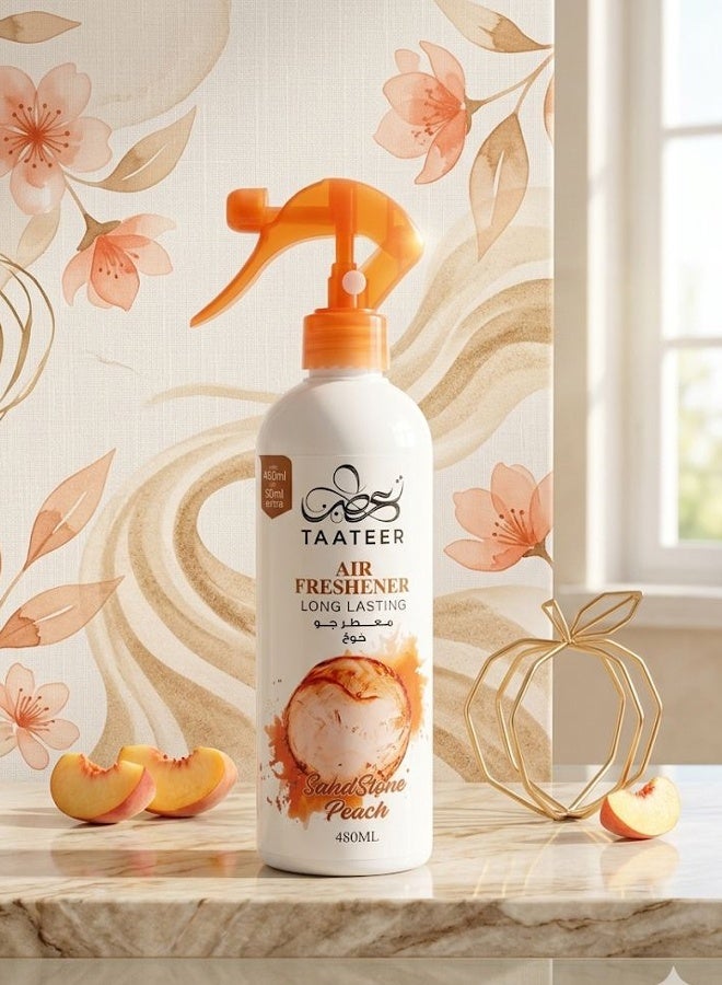 TAATEER AIR FRESHENER LONG LASTING SANDTONE PEACH 480 ML - Image 1