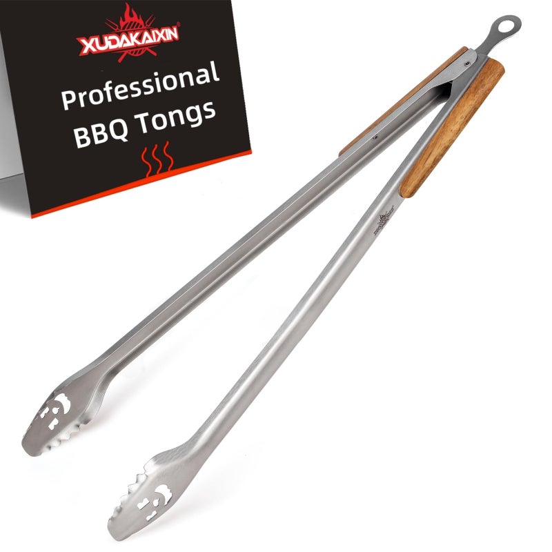 XUDAKAIXIN Fire Pit Tongs 32inch Super Long for Loading WoodBBQ with Extended Luxurious Acacia Handle for Fire Pits Fire RingsCampfires and Fireplaces Outdoor or Indoor - Image 2